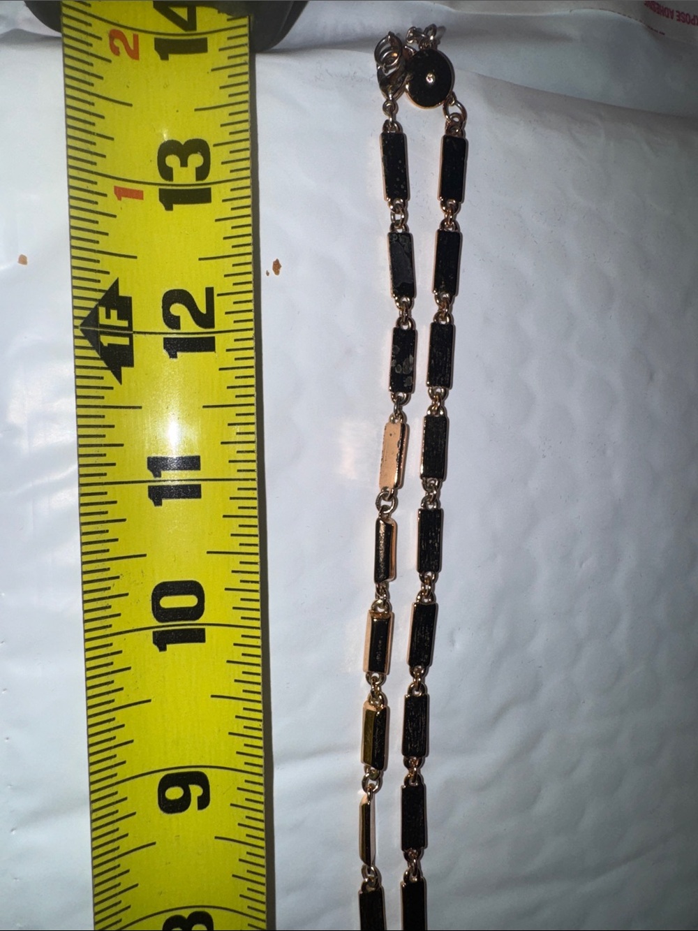 Gold-Tone Necklace with Black Enamel Accents - Elegant Women's Pendant - Picture 7 of 7
